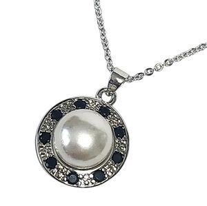 PEARL & Onyx Sterling  Silver Necklace